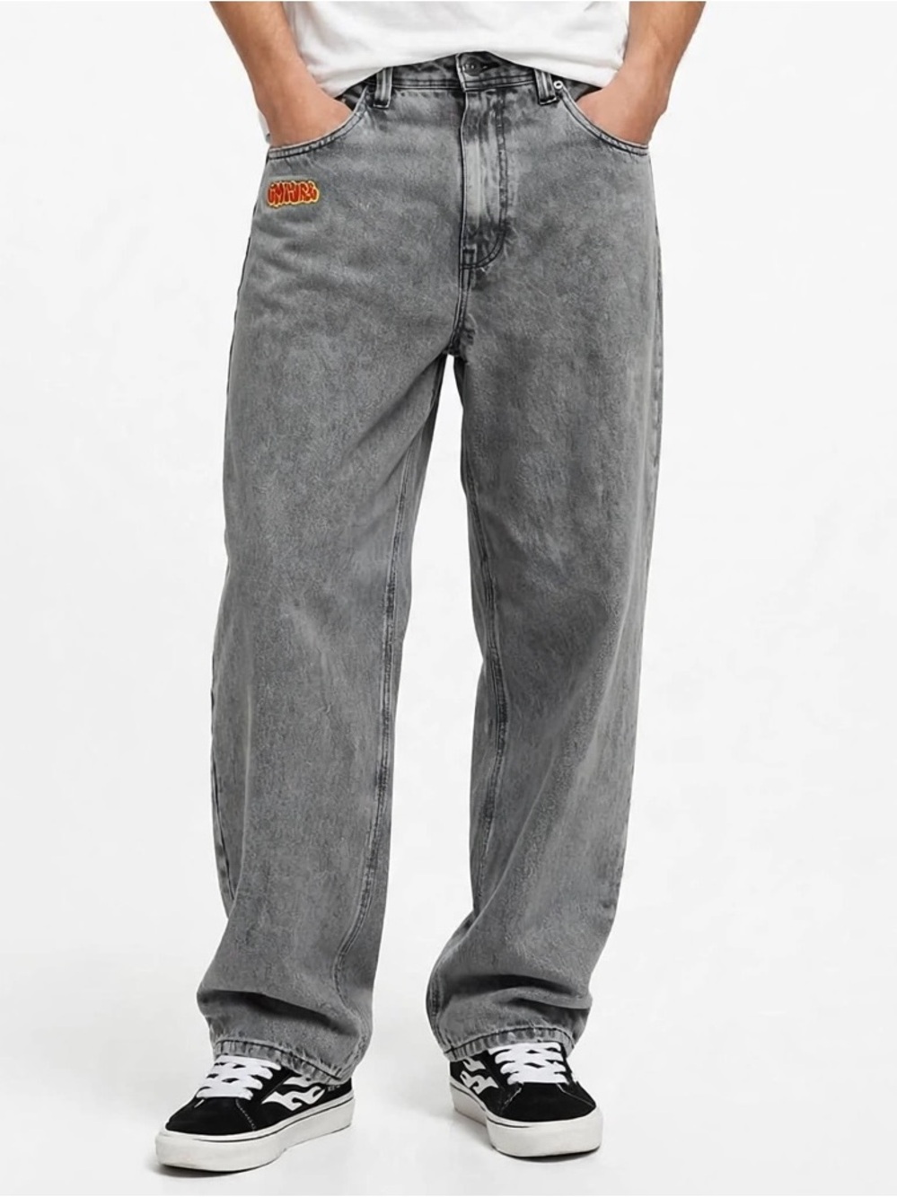 Empyre baggy jeans men’s 36 gray acid Wash loose skate zumiez
